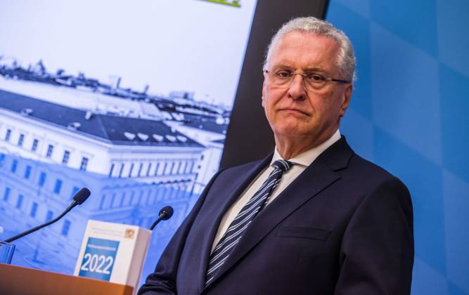 April 24, 2023, Munich, Bavaria, Germany: JOACHIM HERRMANN, Interior Minister of the State of Bavaria. The Bavarian Verfassungsschutz (Secret Service, Office for the Protection of the Constitution) released the 2022 report detailing threats to the state of Bavaria and the country. Over the past years, conspiracy theorists, new age and wellness extremists, right-extremists, Reichsbuerger (sovereign citizens), and various enemies of democracy have taken a leading role against the German state and society, with such cases as Terror Gruppe S. and the alleged Reichsbuerger terrorist plot to topple the state underscoring that the threats are not giving up. Other threats to the state include those that may be directed by Russian intelligence as - ZUMAb160 20230424_zbp_b160_046 Copyright: xSachellexBabbarx