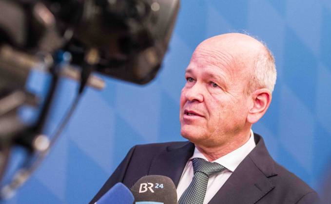 April 24, 2023, Munich, Bavaria, Germany: BURKHARD KOERNER (Burkhard Ko¶rner) Praesident of the Bavarian Verfassungsschutz. The Bavarian Verfassungsschutz (Secret Service, Office for the Protection of the Constitution) released the 2022 report detailing threats to the state of Bavaria and the country. Over the past years, conspiracy theorists, new age and wellness extremists, right-extremists, Reichsbuerger (sovereign citizens), and various enemies of democracy have taken a leading role against the German state and society, with such cases as Terror Gruppe S. and the alleged Reichsbuerger terrorist plot to topple the state underscoring that the threats are not giving up. Other threats to the state include those that may be directed by R - ZUMAb160 20230424_zbp_b160_048 Copyright: xSachellexBabbarx
