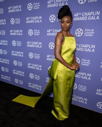 Jayme Lawson arrives on the red carpet at the 48th Chaplin Award Gala honoring Viola Davis at Alice Tully Hall, Lincoln Center in New York City on Monday, April 24, 2023.  NYP20230424513 GabrielexHoltermann