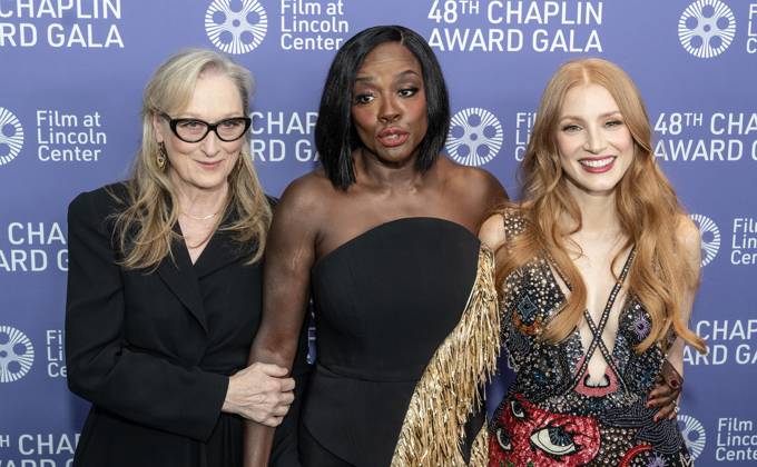 NY: 48th Chaplin Award Gala Honoring Viola Davis Meryl Streep, Viola Davis and Jessica Chastain attend the 48th Chaplin Award Gala honoring Viola Davis at Alice Tully Hall New York New York United States Copyright: LevxRadin