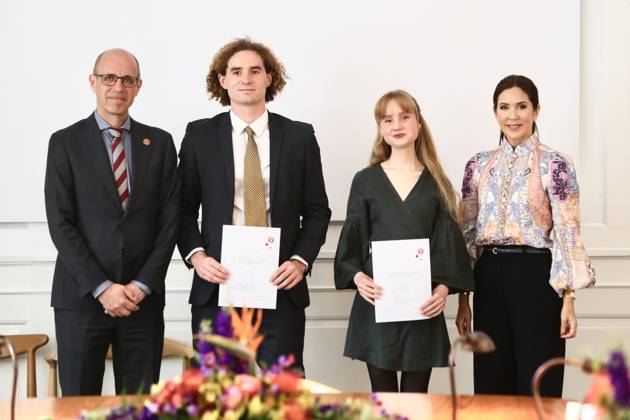 03-05-2023 Denmark Princess Mary at the presentation of the scholarships of the Crown Princess Mary Scholarship to the Australian students Eliya Nearly from the Australian National University and Joel Finn Wills from Monash University at the university in Copenhagen, Denmark. Â  Copyright: xPPEx