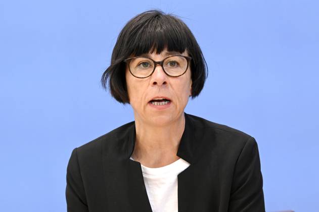 Doris Liebscher bei der Bundespressekonferenz zur Jahresstatistik 2022 zu rechter und rassistischer Gewalt sowie zu der aktuellen Welle rassistischer Mobilisierungen in Ostdeutschland im Haus der Bundespressekonferenz. Berlin, 09.052023