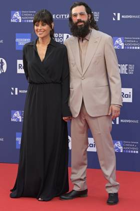 May 10, 2023, Rome, Italy: Claudia Pandolfi (L) and Marco De Angelis (R) attend the red carpet of Premi Davide di Donatello 2023 at CinecittÃ Lumina Studios. Rome Italy - ZUMAs197 20230510_zaa_s197_288 Copyright: xMarioxCartellix