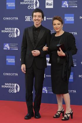 May 10, 2023, Rome, Italy: Diodato (L) and Dora (R) attend the red carpet of Premi Davide di Donatello 2023 at CinecittÃ Lumina Studios. Rome Italy - ZUMAs197 20230510_zaa_s197_294 Copyright: xMarioxCartellix