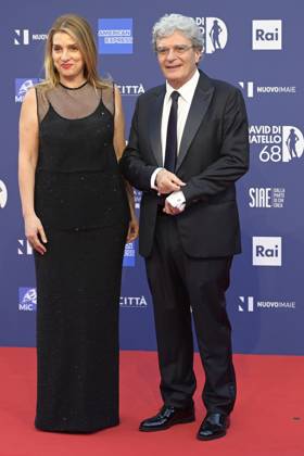 May 10, 2023, Rome, Italy: Ippolita Di Majo (L) and Mario Martone (R) attend the red carpet of Premi Davide di Donatello 2023 at CinecittÃ Lumina Studios. Rome Italy - ZUMAs197 20230510_zaa_s197_304 Copyright: xMarioxCartellix