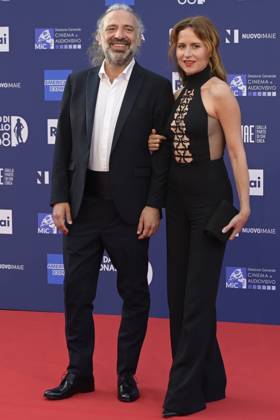 May 10, 2023, Rome, Italy: Stefano Bollani (L) and Valentina Cenni (R) attend the red carpet of Premi Davide di Donatello 2023 at CinecittÃ Lumina Studios. Rome Italy - ZUMAs197 20230510_zaa_s197_318 Copyright: xMarioxCartellix