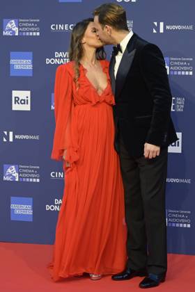 May 10, 2023, Rome, Italy: Irene Forti (L) and Alessandro Borghi (R) attend the red carpet of Premi Davide di Donatello 2023 at CinecittÃ Lumina Studios. Rome Italy - ZUMAs197 20230510_zaa_s197_323 Copyright: xMarioxCartellix