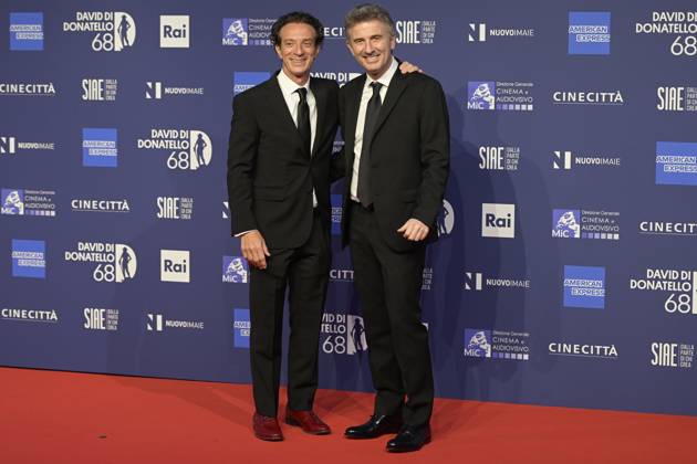 May 10, 2023, Rome, Italy: Salvo Ficarra (L) and Valentino Picone (R) attend the red carpet of Premi Davide di Donatello 2023 at CinecittÃ Lumina Studios. Rome Italy - ZUMAs197 20230510_zaa_s197_325 Copyright: xMarioxCartellix