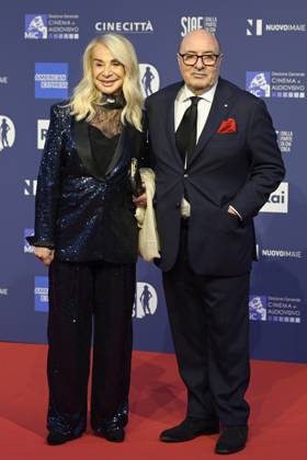 May 10, 2023, Rome, Italy: Francesca Lo Schiavo (L) and Dante Ferretti (R) attend the red carpet of Premi Davide di Donatello 2023 at CinecittÃ Lumina Studios. Rome Italy - ZUMAs197 20230510_zaa_s197_330 Copyright: xMarioxCartellix