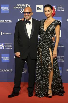 May 10, 2023, Rome, Italy: Emanuele Crialese (L) and Penelope Cruz (R) attend the red carpet of Premi Davide di Donatello 2023 at CinecittÃ Lumina Studios. Rome Italy - ZUMAs197 20230510_zaa_s197_336 Copyright: xMarioxCartellix
