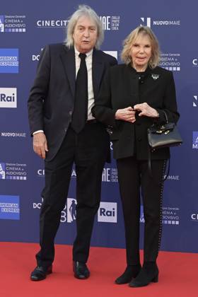May 10, 2023, Rome, Italy: Enrico Vanzina (L) and Federica Burger (R) attend the red carpet of Premi Davide di Donatello 2023 at CinecittÃ Lumina Studios. Rome Italy - ZUMAs197 20230510_zaa_s197_383 Copyright: xMarioxCartellix