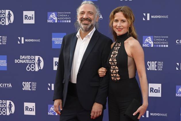 May 10, 2023, Rome, Italy: Stefano Bollani (L) and Valentina Cenni (R) attend the red carpet of Premi Davide di Donatello 2023 at CinecittÃ Lumina Studios. Rome Italy - ZUMAs197 20230510_zaa_s197_384 Copyright: xMarioxCartellix