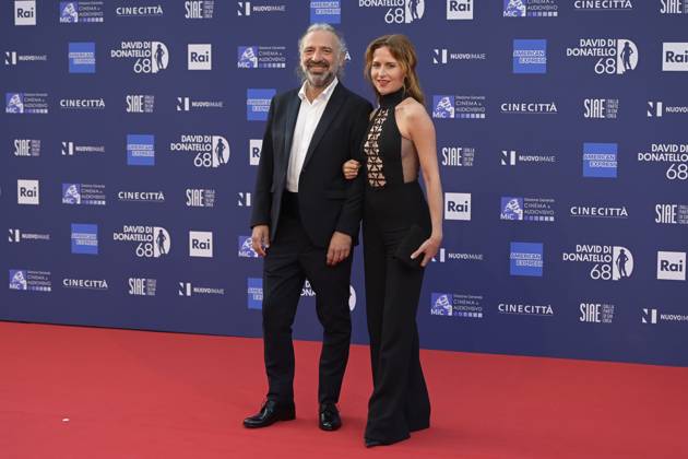 May 10, 2023, Rome, Italy: Stefano Bollani (L) and Valentina Cenni (R) attend the red carpet of Premi Davide di Donatello 2023 at CinecittÃ Lumina Studios. Rome Italy - ZUMAs197 20230510_zaa_s197_421 Copyright: xMarioxCartellix