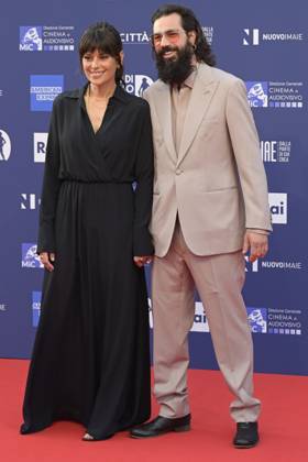 May 10, 2023, Rome, Italy: Claudia Pandolfi (L) and Marco De Angelis (R) attend the red carpet of Premi Davide di Donatello 2023 at CinecittÃ Lumina Studios. Rome Italy - ZUMAs197 20230510_zaa_s197_441 Copyright: xMarioxCartellix