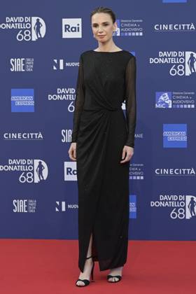 May 10, 2023, Rome, Italy: Emanuela Fanelli attends the red carpet of Premi Davide di Donatello 2023 at CinecittÃ Lumina Studios. Rome Italy - ZUMAs197 20230510_zaa_s197_482 Copyright: xMarioxCartellix