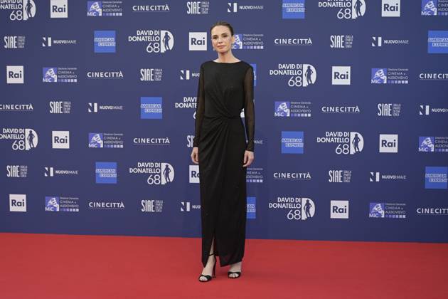 May 10, 2023, Rome, Italy: Emanuela Fanelli attends the red carpet of Premi Davide di Donatello 2023 at CinecittÃ Lumina Studios. Rome Italy - ZUMAs197 20230510_zaa_s197_502 Copyright: xMarioxCartellix