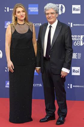 May 10, 2023, Rome, Italy: Ippolita Di Majo (L) and Mario Martone (R) attend the red carpet of Premi Davide di Donatello 2023 at CinecittÃ Lumina Studios. Rome Italy - ZUMAs197 20230510_zaa_s197_520 Copyright: xMarioxCartellix