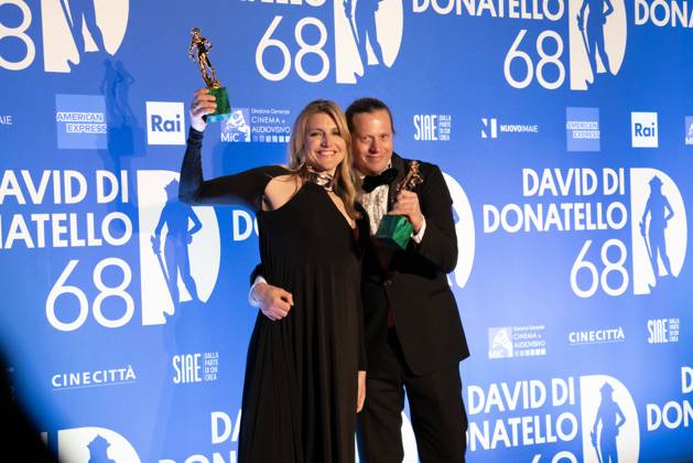 68th David Di Donatello - Winners Photocall Charlotte Vandermeersch and Felix van Groeningen attend the 68th David Di Donatello winners photocall on May 10, 2023 in Rome, Italy.  Copyright: xLucaxCarlinox originalFilename: carlino-notitle230511_npjKg.jpg