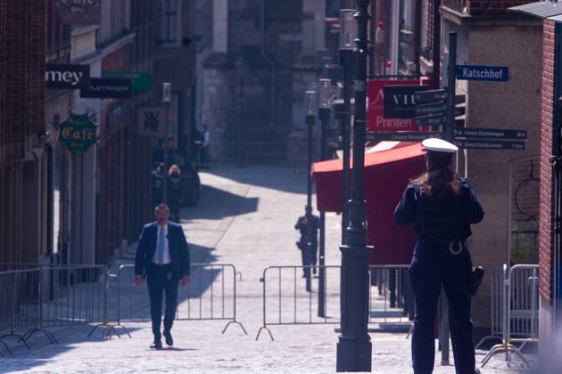 Ukraine President Volodymyr Zelenskyy Visits Aachen A general view of Aachen city center is seen completely empty during the day of Ukraine President Volodymyr Zelenskyy s visit to Aachen, Germany on May 14, 2023 Aachen Germany  Copyright: xYingxTangx originalFilename: tang-notitle230514_nphTZ.jpg