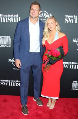 NEW YORK, NY- MAY 18: Rob Gronkowski and Camille Kostek at the 2023 Sports Illustrated Swimsuit Issue release party at Hard Rock Hotel New York on May 18, 2023 in New York City. Copyright: xRWx