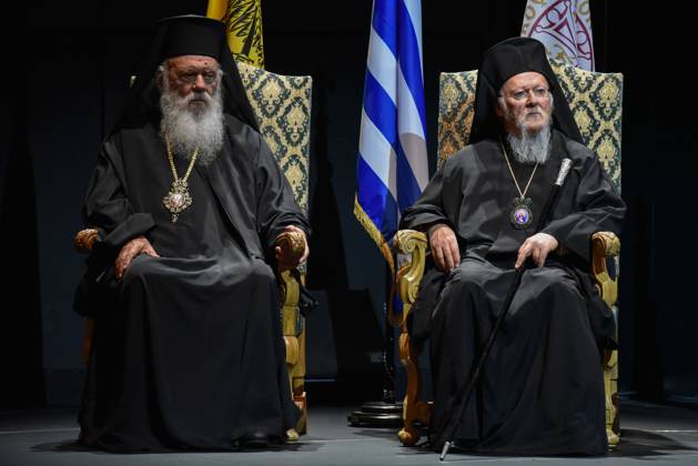 Ecumenical Patriarch Bartholomew Receives Honorary Distinction From Athens Municipality Archbishop Ieronymos of Athens and All Greece (L) and Ecumenical Patriarch Bartholomew (R) at the event of Athens Municipality honoring the Ecumenical Patriarch with the distinction Glorious Athenian in Athens, Greece on May 20th, 2023. Athens Greece  Copyright: xNicolasxKoutsokostasx originalFilename: koutsokostas-notitle230520_npD6p.jpg