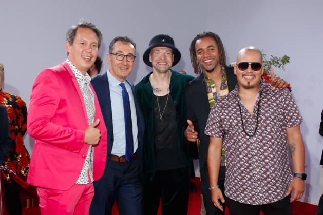 Party - Bertelsmann Culcha Candela - Mateo Jaschik Itchyban, Johnny Strange, Don Cali and Chino con Estilo, Don Cali and Chino con Estilo und Cem Özdemir bei der Bertelsmann Party 2023 in der Bertelsmann Hauptstadtrepräsentanz am 15.06.2023 in Berlin. Copyright: xEventpressxKochanx