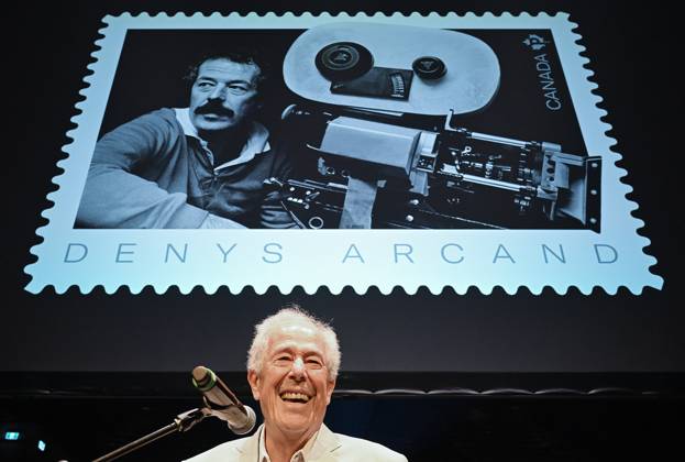 Entertainment Themen der Woch KW26 Bilder des Jahres 2023, Entertainment 06 Juni Entertainment Bilder des Tages June 27, 2023, Montreal, PQ, Canada: Filmmaker Denys Arcand speaks during an event where a Canada Post stamp was launched in his honour in Montreal, Tuesday, June 27, 2023. Montreal Canada  - ZUMAc35_ 20230627_zaf_c35_080 Copyright: xGrahamxHughesx