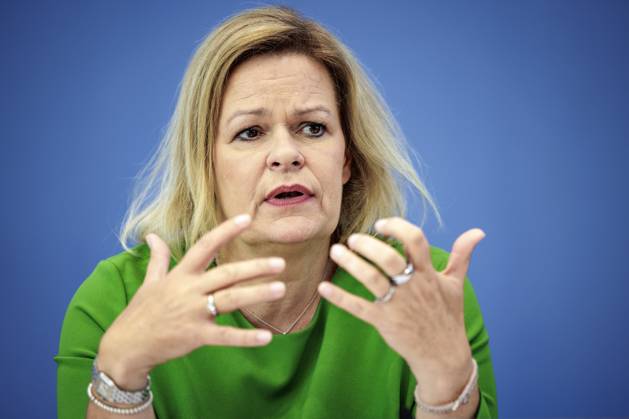 Nancy Faeser, Bundesministerin fuer Inneres und Heimat, aufgenommen im Rahmen der Bundespressekonferenz zum Thema Lagebild haeusliche Gewalt und Start der Studie LeSuBia. Berlin, 11.07.2023. Berlin Deutschland
