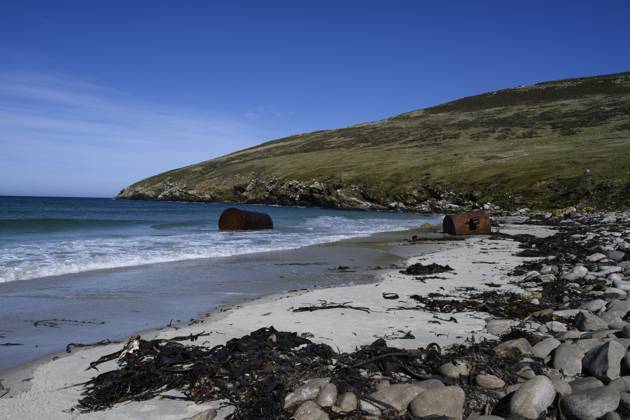 Falkland Islands, metal barrels are just some of the pollution in the ocean  Copyright: xHowiexGarberx x SA09 HGA0030