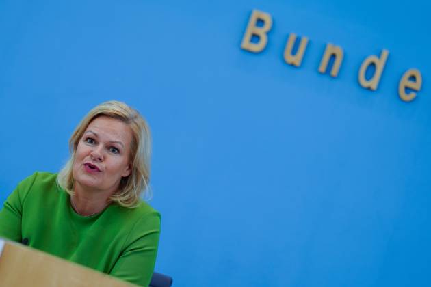 Bundesministerin des Innern und für Heimat Nancy Faeser in der BPK Bundesinnenministerin Nancy Faeser in der Bundespressekonferenz, Gesetzentwurf für ein modernes Staatsangehörigkeitsrecht, 23.8.2023 Berlin Berlin GER