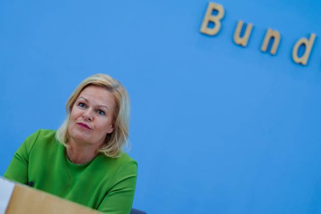 Bundesministerin des Innern und für Heimat Nancy Faeser in der BPK Bundesinnenministerin Nancy Faeser in der Bundespressekonferenz, Gesetzentwurf für ein modernes Staatsangehörigkeitsrecht, 23.8.2023 Berlin Berlin GER