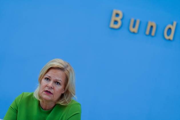 Bundesministerin des Innern und für Heimat Nancy Faeser in der BPK Bundesinnenministerin Nancy Faeser in der Bundespressekonferenz, Gesetzentwurf für ein modernes Staatsangehörigkeitsrecht, 23.8.2023 Berlin Berlin GER