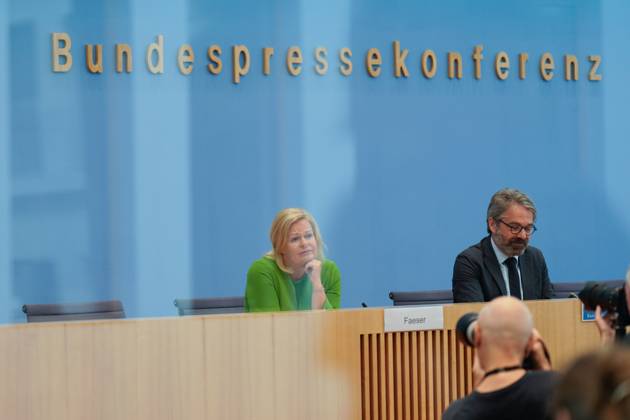 Bundesministerin des Innern und für Heimat Nancy Faeser in der BPK Bundesinnenministerin Nancy Faeser in der Bundespressekonferenz, Gesetzentwurf für ein modernes Staatsangehörigkeitsrecht, 23.8.2023 Berlin Berlin GER