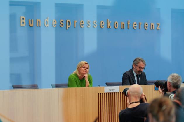 Bundesministerin des Innern und für Heimat Nancy Faeser in der BPK Bundesinnenministerin Nancy Faeser in der Bundespressekonferenz, Gesetzentwurf für ein modernes Staatsangehörigkeitsrecht, 23.8.2023 Berlin Berlin GER