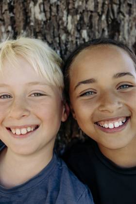 Portrait of happy multiracial male and female friends at summer camp Sweden, Stockholm, model released Copyright: xMaskotx , MA103349 MA103349