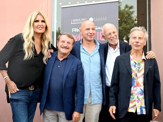 Venice, 80th Venice Film Festival 2023. Day 5 - Photocall Filming Italy Movie Venice, 80th Venice Film Festival 2023. Day 5 - Photocall Filming Italy Movie. In the photo Aldo Giovanni and Giacomo with Tiziana Rocca Venice -  Copyright: xIPA ABACAx BRIPA20230903_689 IPA ABACAx BRIPA20230903_689