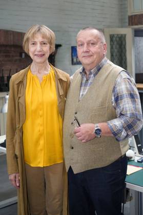 Katharina Blaschke und Udo Kroschwald beim Fototermin am Set der ZDF Krimiserie SOKO Wismar im Studio Adlershof. Berlin, 04.09.2023