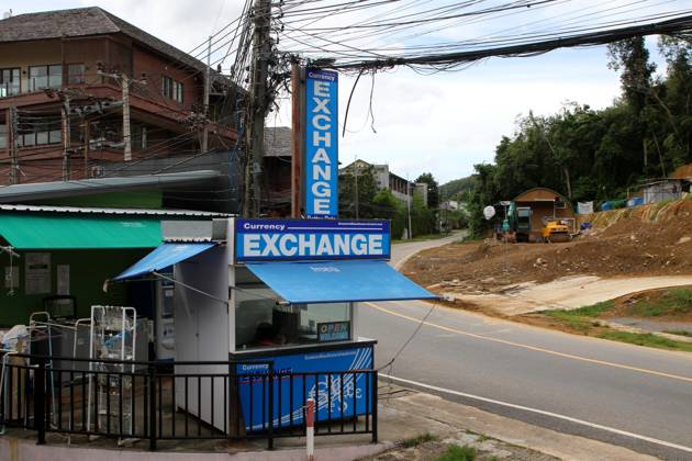 Thailand. Phuket. Thailand. Phuket. Cape Panwa, Ao Yong Long beach area. The situation in Thailand. Currency exchange office. MaksimxKonstantinov