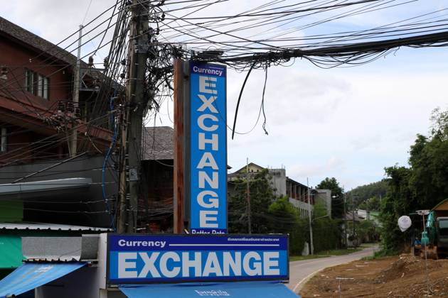 Thailand. Phuket. Thailand. Phuket. Cape Panwa, Ao Yong Long beach area. The situation in Thailand. Currency exchange office. MaksimxKonstantinov