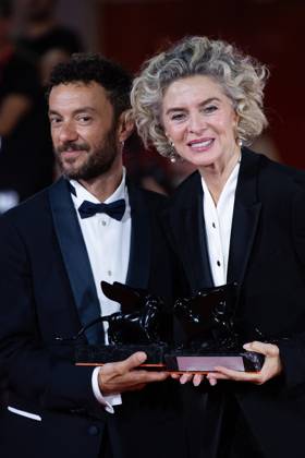 Venice Winners Red Carpet Margarita Rosa De Francisco poses with the award for Best Actress for film El Paraiso during the Winners Red Carpet as part of the 80th Venice Film Festival (Mostra) in Venice, Italy on September 09, 2023. Photo by Aurore Marechal ABACAPRESS.COM Venice Italy  Copyright: xMarechalxAurore ABACAx 867017_092 MarechalxAurore ABACAx 867017_092