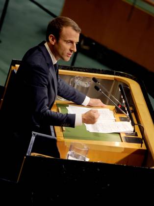 French President Emmanuel Macron speaking at the United Nations in New York French President Emmanuel Macron speaking at the United Nations in New York, Credit:Dennis Van Tine Avalon Copyright: xDennisxVanxTinex xAvalonx 0509336041