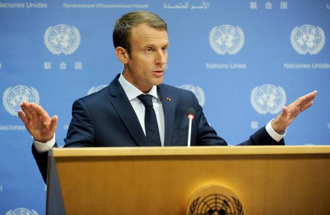 French President Emmanuel Macron speaking at the United Nations in New York French President Emmanuel Macron speaking at the United Nations in New York, Credit:Dennis Van Tine Avalon Copyright: xDennisxVanxTinex xAvalonx 0509336042