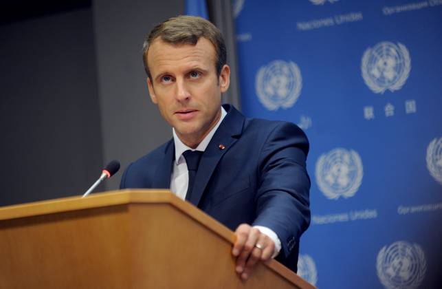 French President Emmanuel Macron speaking at the United Nations in New York French President Emmanuel Macron speaking at the United Nations in New York, Credit:Dennis Van Tine Avalon Copyright: xDennisxVanxTinex xAvalonx 0509336066