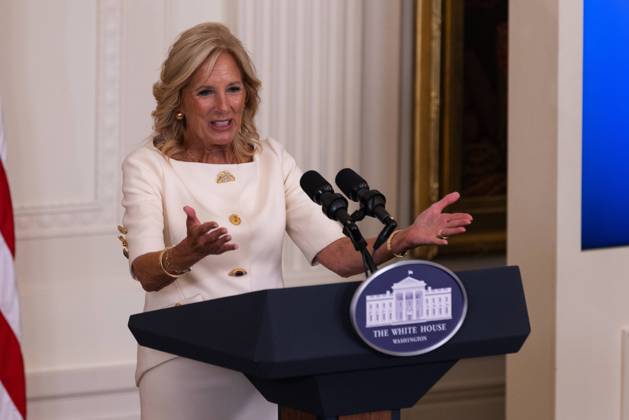 United States First Lady Jill Biden gives remarks in the East Room of the White House during of the 2023 Praemium Imperiale Laureate ceremony in Washington, DC on Tuesday, September 12, 2023. The Praemium Imperiale is a global arts prize awarded annually by the Japan Art Association for lifetime achievement in the arts. Copyright: xCNPx xMediaPunchx