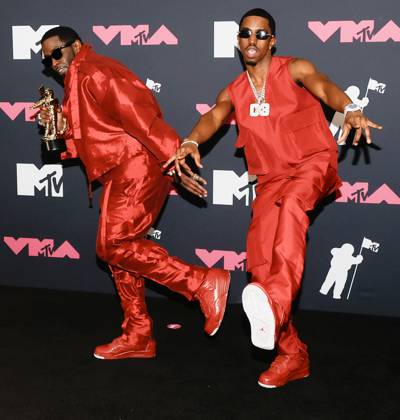 Sean P. Diddy Combs and his son King Combs arrive in the press room at the 2023 MTV Video Music Awards VMA s at the Prudential Center in Newark, NJ on Tuesday, September 12, 2023.  NYP20230912293 JASONxSZENES