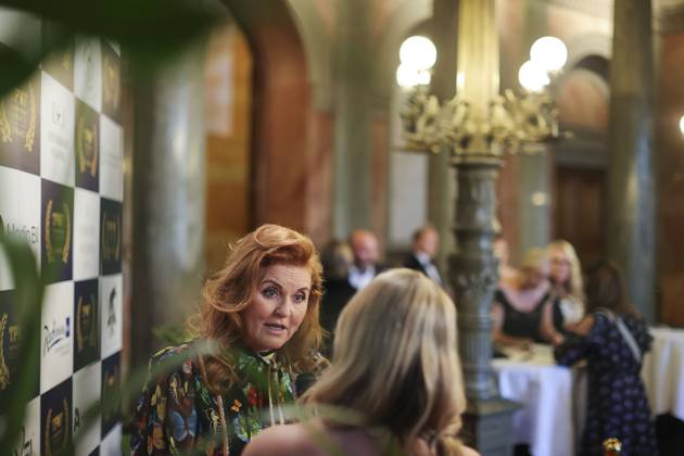 GÖTEBORG 20230914 Sarah Ferguson, Duchess of York, arrives at the Stock Exchange in Gothenburg for The Perfect World Foundation Award gala The perfect world foundation award is presented annually by the Swedish wildlife and nature organization The perfect world foundation to a person who has contributed to the preservation of the planets wildlife and nat  Copyright: xAdamxIhse TTx THE PERFECT WORLD FOUNDATION AWARD TTABB0000000000214109