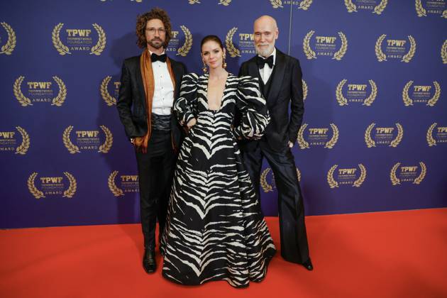 GÖTEBORG 20230914 Lars Wallin, Tora and boyfriend Fredrik arrive at the Stock Exchange in Gothenburg for The Perfect World Foundation Award gala The perfect world foundation award is presented annually by the Swedish wildlife and nature organization The perfect world foundation to a person who has contributed to the preservation of the planets wildl  Copyright: xAdamxIhse TTx THE PERFECT WORLD FOUNDATION AWARD TTABB0000000000214262