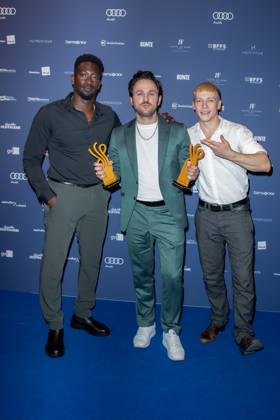 Award - Deutscher Schauspielpreis 2023 Dimitrij Schaad, Julius Nitschkoff und Farba Dieng bei der Verleihung Deutscher Schauspielpreis 2023 im Spindler und Klatt am 15.09.2023 in Berlin. Copyright: xEventpressxKochanx