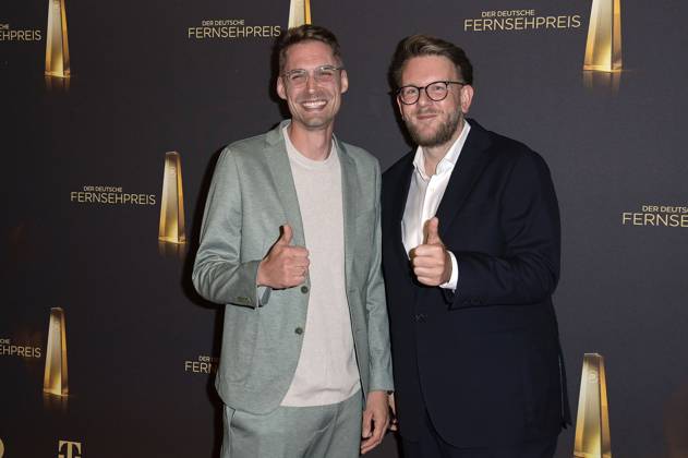 Jonas König und Jakob Lundt bei der Verleihung des Deutschen Fernsehpreises 2023 - Die Nacht der Kreativen in der Flora Köln. Köln, 27.09.2023