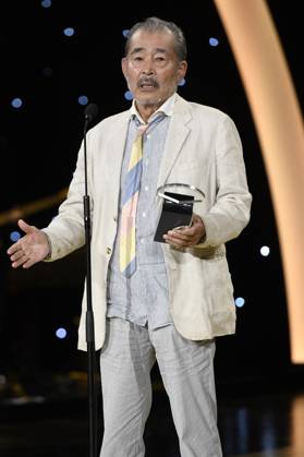 Tatsuya Fuji bei der Preisverleihung auf dem 71. Internationalen Filmfestival San Sebastian Festival Internacional de Cine de San Sebastian im Kursaal. San Sebastian, 30.09.2023